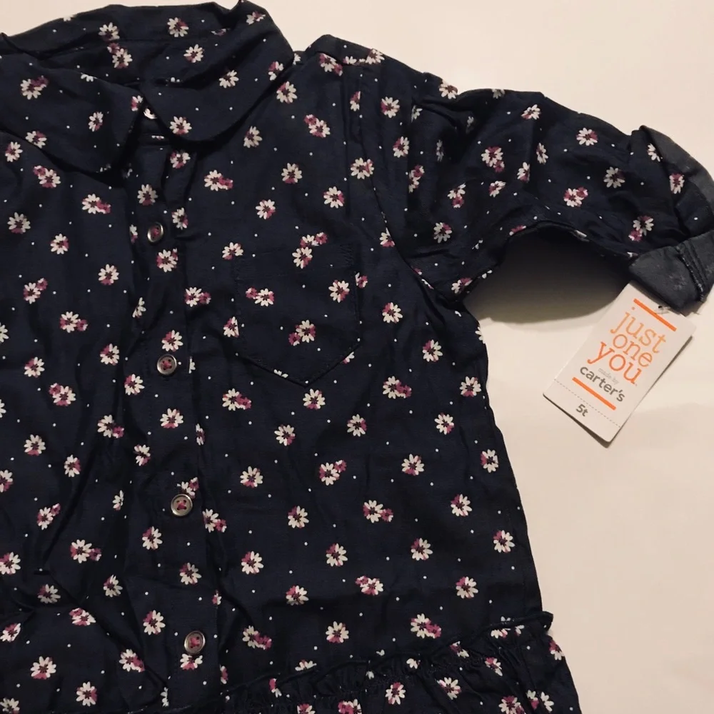 Retro Carter’s 5T Floral Girls Dress Deadstock Vintage Flowers NWT NEW